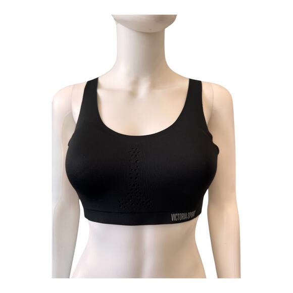 New VICTORIA SECRET VSX Women's Black Angel Max Padded Sports Bra Size 32C - Picture 3 of 6